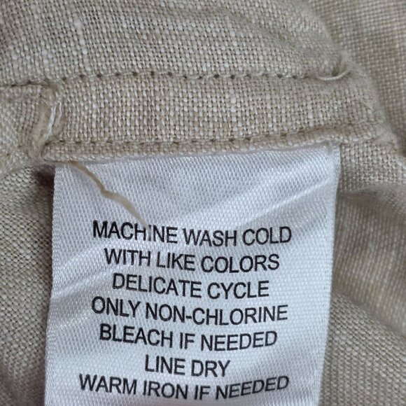 Mens Pronto Uomo Beige Striped Shirt 100% Linen Button Up Short Sleeve Size XL - Picture 3 of 7